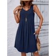 thumbnail image 2 of Women's Tea Length Round Neck Waist Sundresses Sleeveless Dress for Summer L, 2 of 5