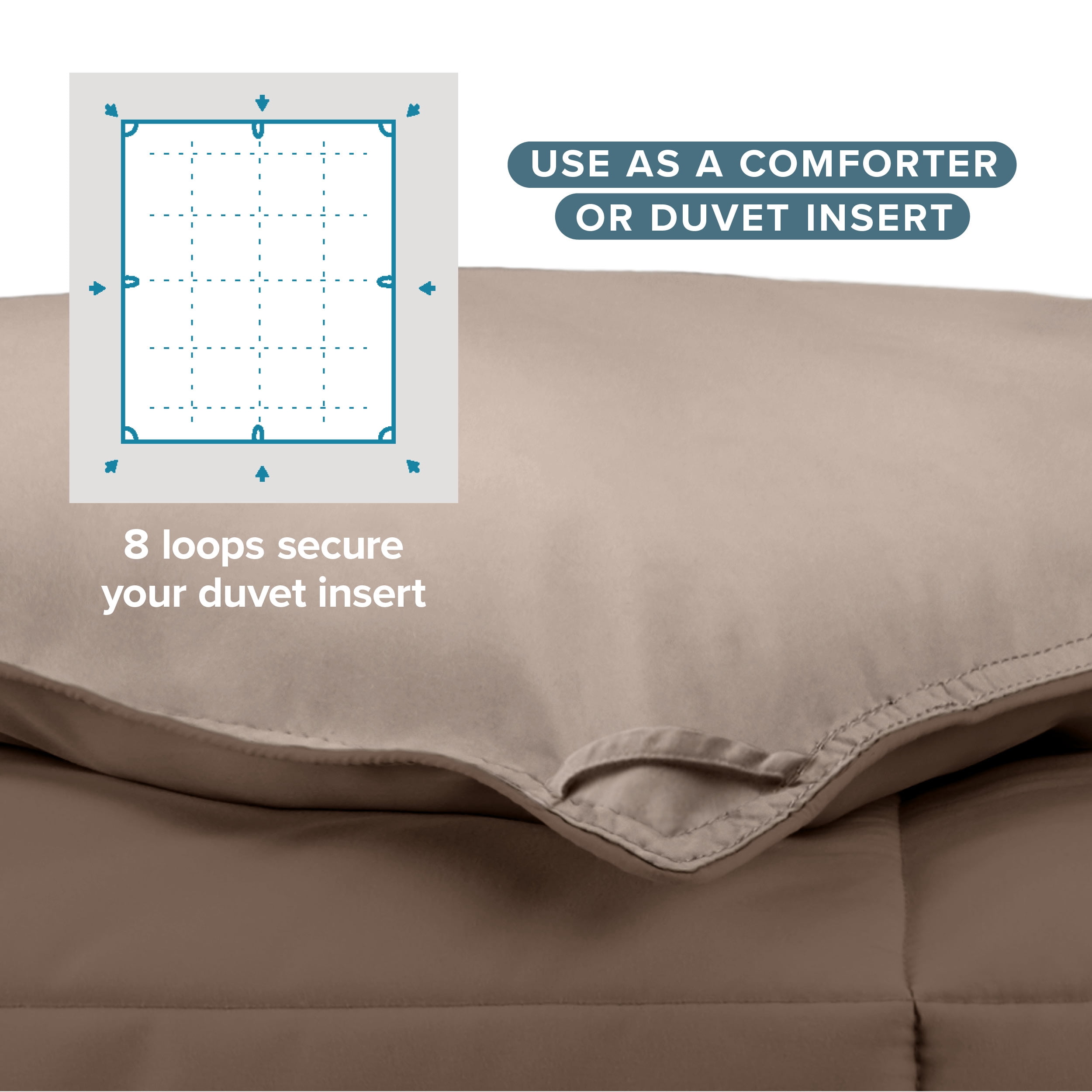 Bare Home 1800 Collection Reversible Down Alternative Comforter, All-Season, King, Cocoa/Taupe