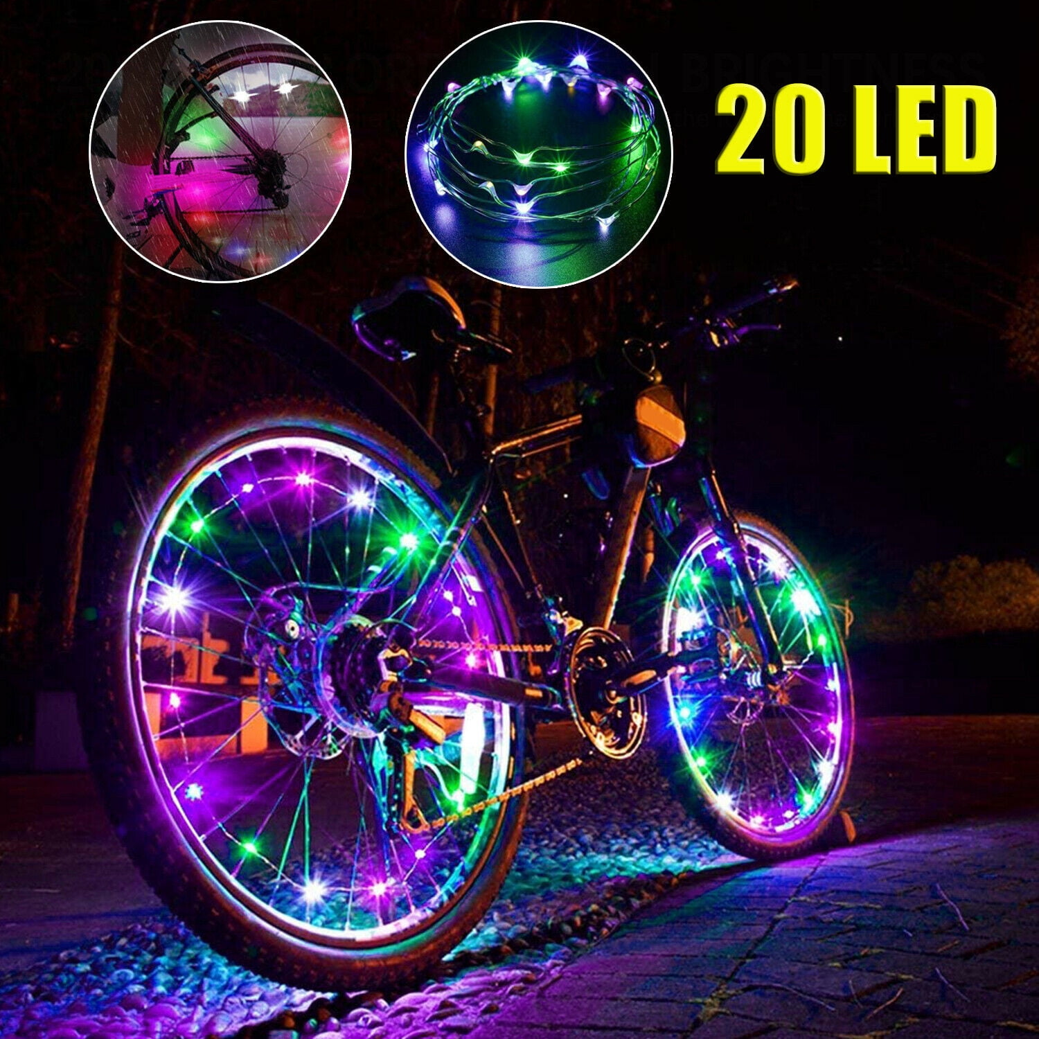 Led Bike Wheel Lights -Waterproof Bright Bicycle Light Strip (2M), Safety Spoke Lights, Cool Kids Bike Accessories, Light Up Wheels, Lightweight