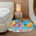 thumbnail image 3 of Round Area Rug 3ft,Summer Vacation Swimming Pool Washable Carpet Non-Slip Runner Accent Rugs Indoor Floor Mat for Bedroom Living Room Decor,Sunglasses Slippers Palm Tree, 3 of 9