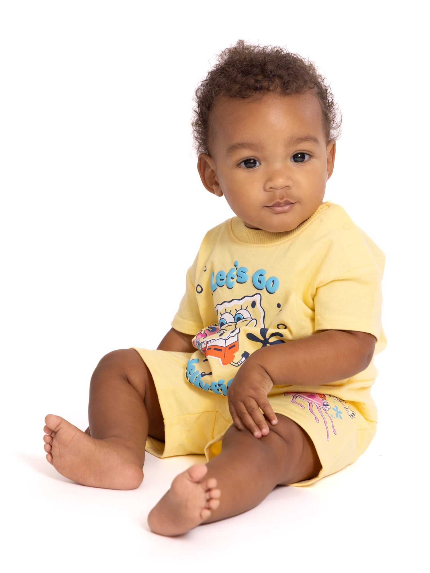 SpongeBob SquarePants Baby Boys Short Sleeve Graphic Tee and Shorts Set, 2-Piece, Sizes 0/3M-24M