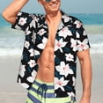 thumbnail image 7 of Pofeuu Lilies Flowers Print Hawaiian Shirt for Men Sleeves Casual Button Down Summer Beach Dress Shirts T-Shirts,Medium, 7 of 7