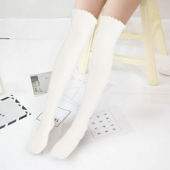 Lroveb Thigh High Stockings for Women Warm Christmas Fashion Windproof Printing Mid Tube Socks Long Cotton Stockings