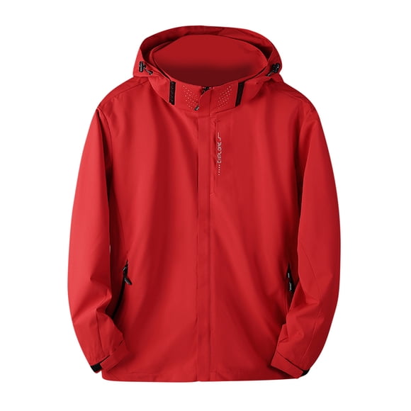 VEKDONE Manteaux d'Extérieur pour Femmes Grande Taille Décontractés de Sport Imperméables Coupe-Vent avec Poches Couleur Unie Coupe-Vent de Montagne Randonnée à Capuche Manteaux Rouge TTG