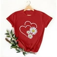 thumbnail image 4 of Posijego Valentines Day T-Shirt for Women Floral Heart Printed Short Sleeve Graphic Tees Spring Casual Summer Tunic Tops, 4 of 5