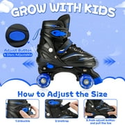 OBENSKY Roller Skates, 4 Size Adjustable for Girls & Boys w/ Light up Wheels-Blue/Pink