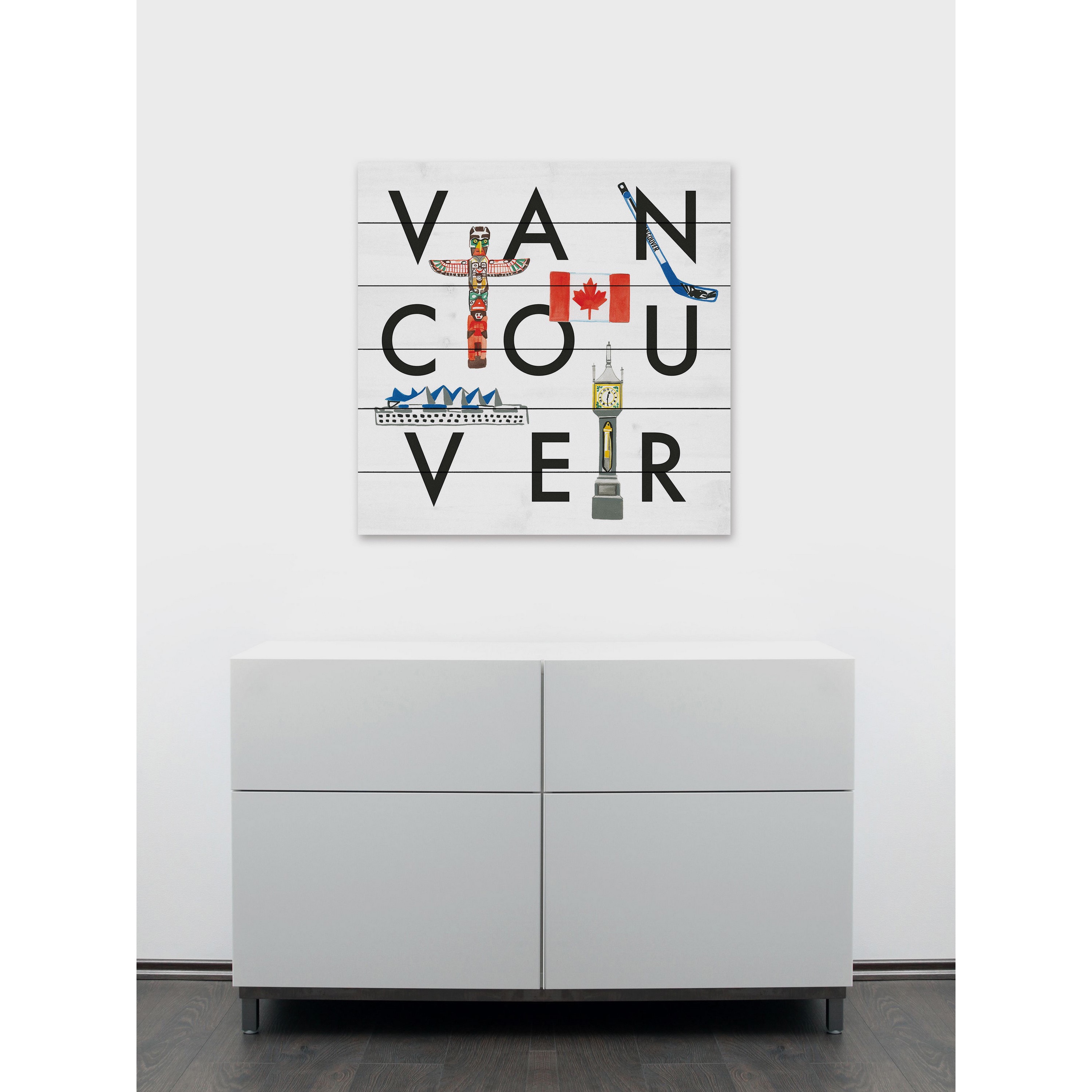 Marmont Hill "Vancouver Square" By Molly Rosner Painting Art Print On White Wood, 24.0" x 1.5"