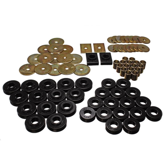 Fits 1955-1957 Chevrolet Bel Air Energy Suspension Body Mount Bushings 3.4120G Black; Polyurethane