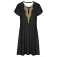 thumbnail image 4 of gbyLJF Club Dress Plus Size Floral Smocked Dress Tunic Dress with Pockets Casual Dress Women A04_Black L, 4 of 5