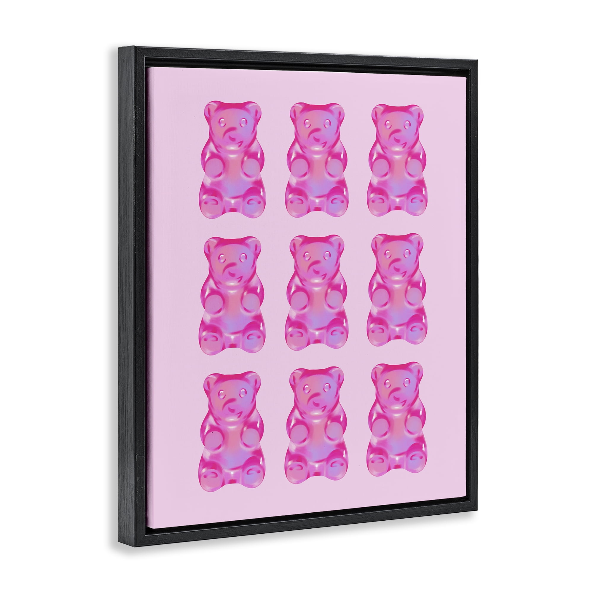 Stupell Industries Pink Candy Bears Food & Beverage Painting Black Floater Framed Canvas Art Print Wall Art, 17 x 21