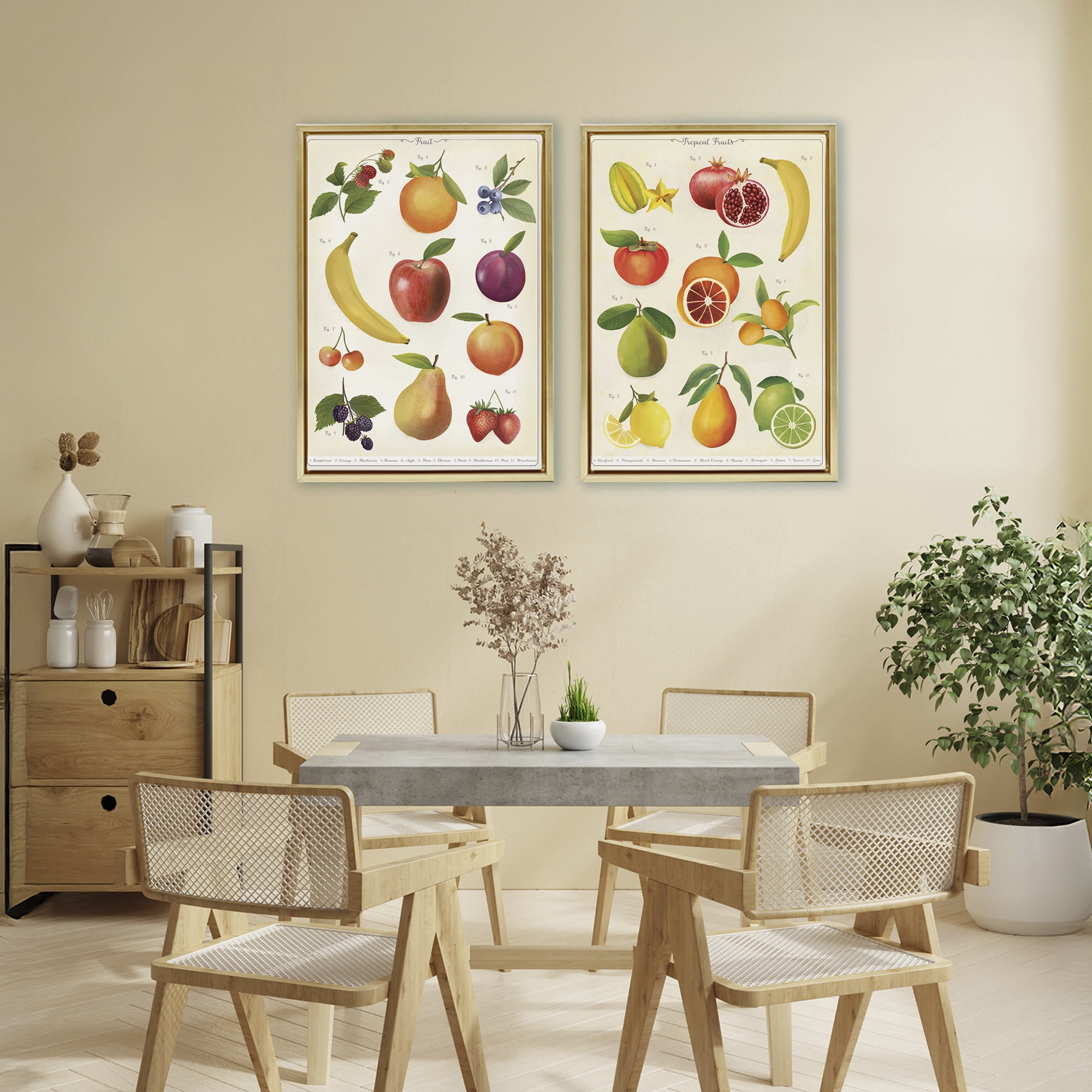 Stupell Industries Kitchen Studies Fruit 2 Piece Gold Framed Floater Canvas Set, design by Diane Neukirch