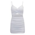 thumbnail image 4 of Vestido midi ajustado sexy para mujer: con aberturas, fruncido, poliéster-spandex, para discoteca/boda, tallas XS-L, 4 of 5