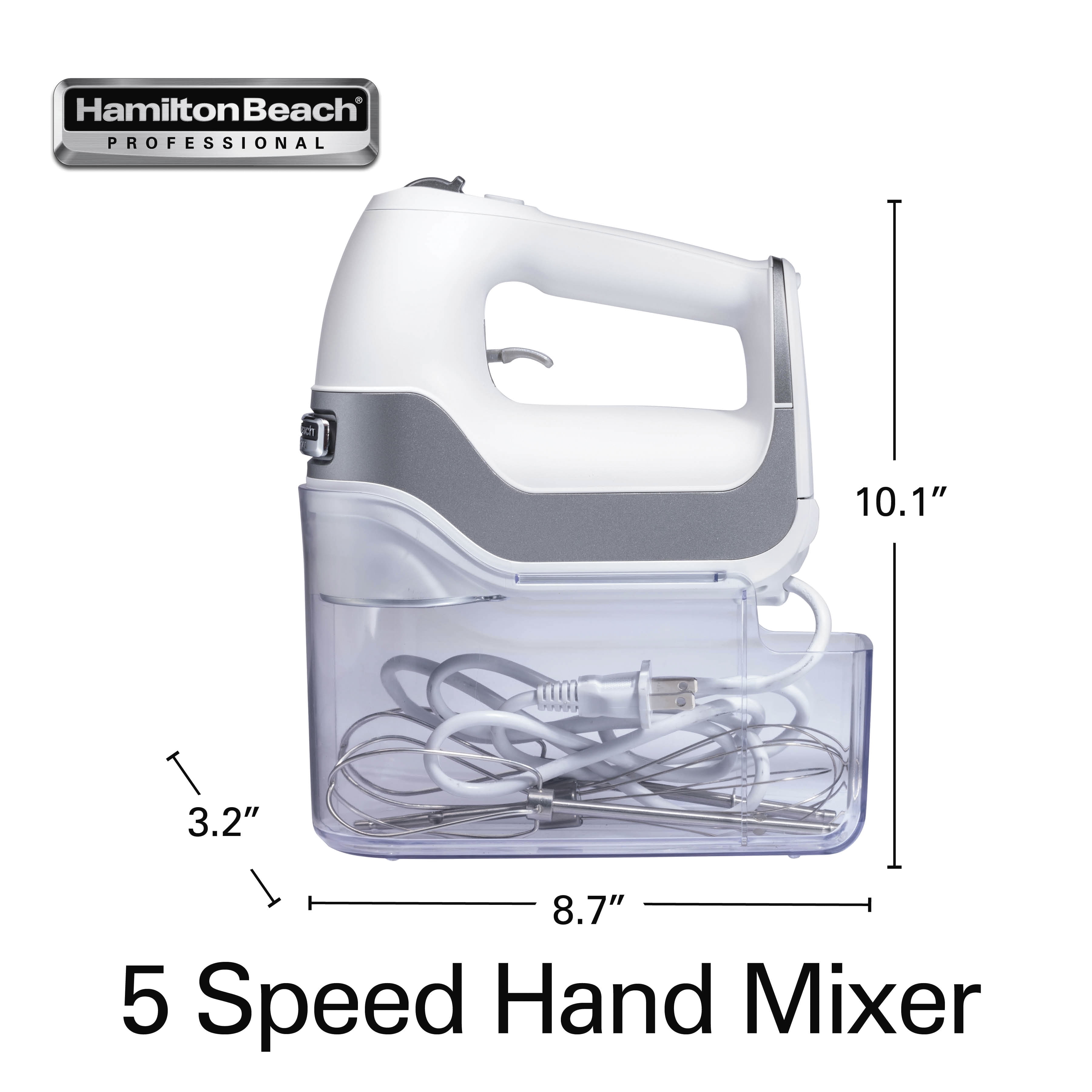 Hamilton Beach Professional 5-Speed Electric Hand Mixer, High Performance DC Motor, QuickBurst, Slow Start Speed, Stainless Steel Beaters and Whisk, Hamilton Beach Professional 5-Speed Electric Hand Mixer, High Performance DC Motor, QuickBurst, Slow Start Speed, Stainless Steel Beaters and Whisk,