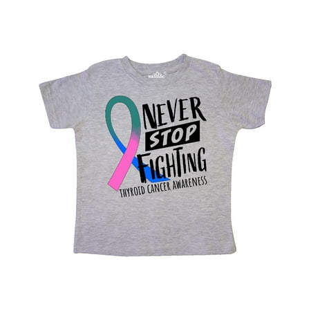 

Inktastic Never Stop Fighting Thyroid Cancer Awareness Ribbon Gift Toddler Boy or Toddler Girl T-Shirt