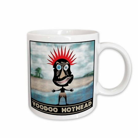 

3dRose VooDoo Red Head voodoo villager with tribal mask standing in tropical environment Ceramic Mug 15-ounce