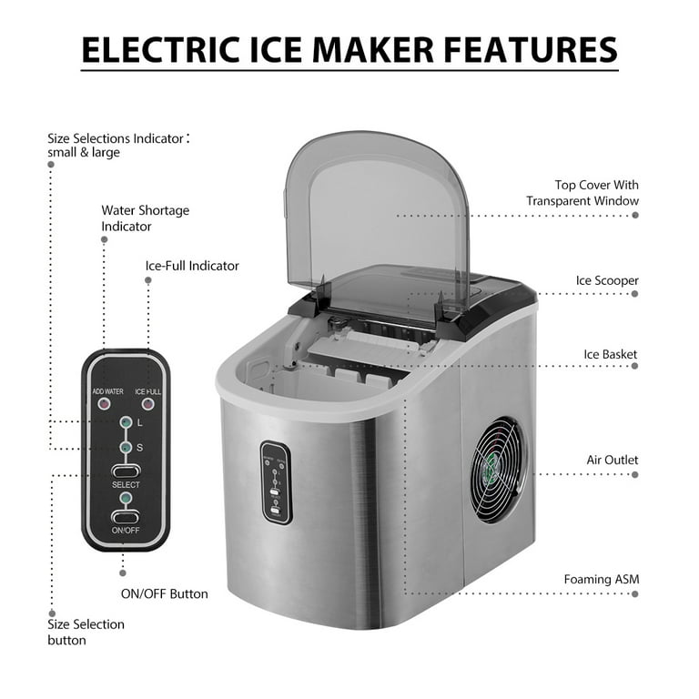 VIVOHOME Electric Portable Compact Countertop Automatic Ice Cube Maker Machine 26Lbs/Day Black