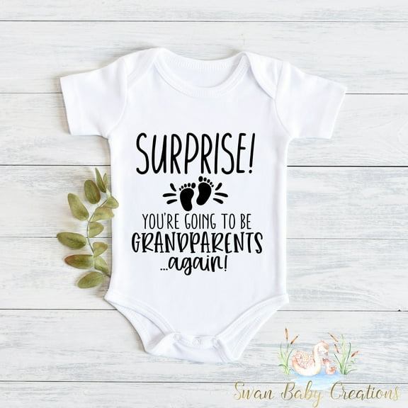 Grandparents Pregnancy Reveal, Second Pregnancy Announcement, Ready Or Not Here Comes Another One Baby Reveal To Parents, Due Date Cute And Cool Baby Bodysuit, Baby Bodysuit Lat 4424