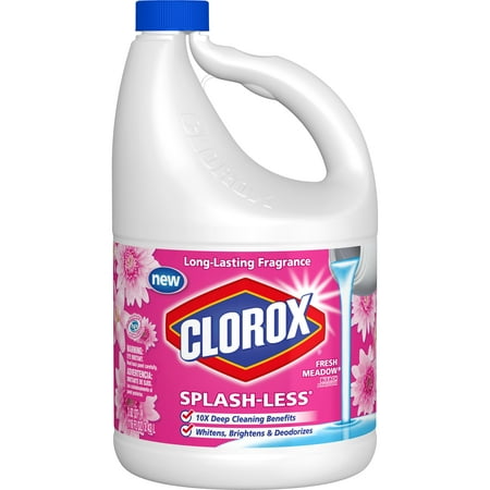 Clorox Splash-Less Liquid Bleach, Fresh Meadow Scent, 116 oz Bottle