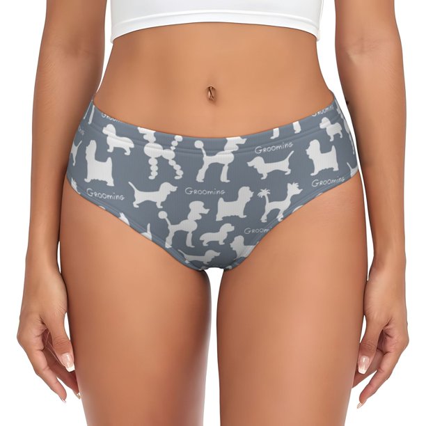 Balery Poodle Dog Ropa Interior de Algodón para Mujer con Dibujo – Braguitas Cómodas y Elásticas, Estilo Clásico-Medium