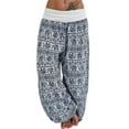 thumbnail image 2 of Lroveb Palazzo Pants for Women,High Waisted Baggy Hippie Gypsy Boho Pants, Ladies Loose Band Womens Printed Leg Pants Width Casual Women White, 2 of 9