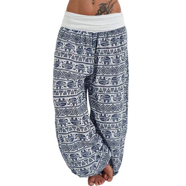 WILLBEST Pantalones Casuales para Mujer, con Estampado de Banda Holgada, Cómodos, de Corte Ancho, para Uso Diario. Chica
