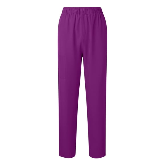 Miqool Women's Solid Color Straight Barrel Elastic Waist Nursing Worker Pants