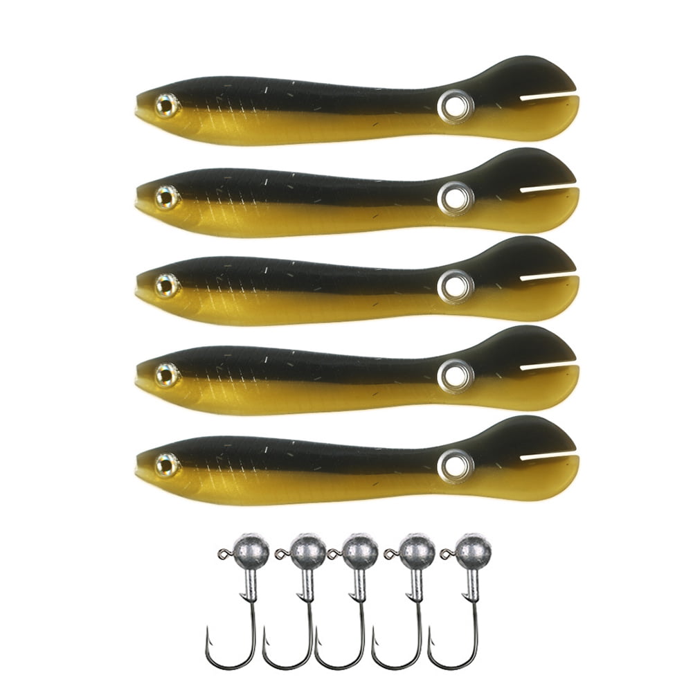 5pcs Offset Hooks Weighted Wide Gap Weedless Soft Lures Bait Worm 1/0#-4/0# 