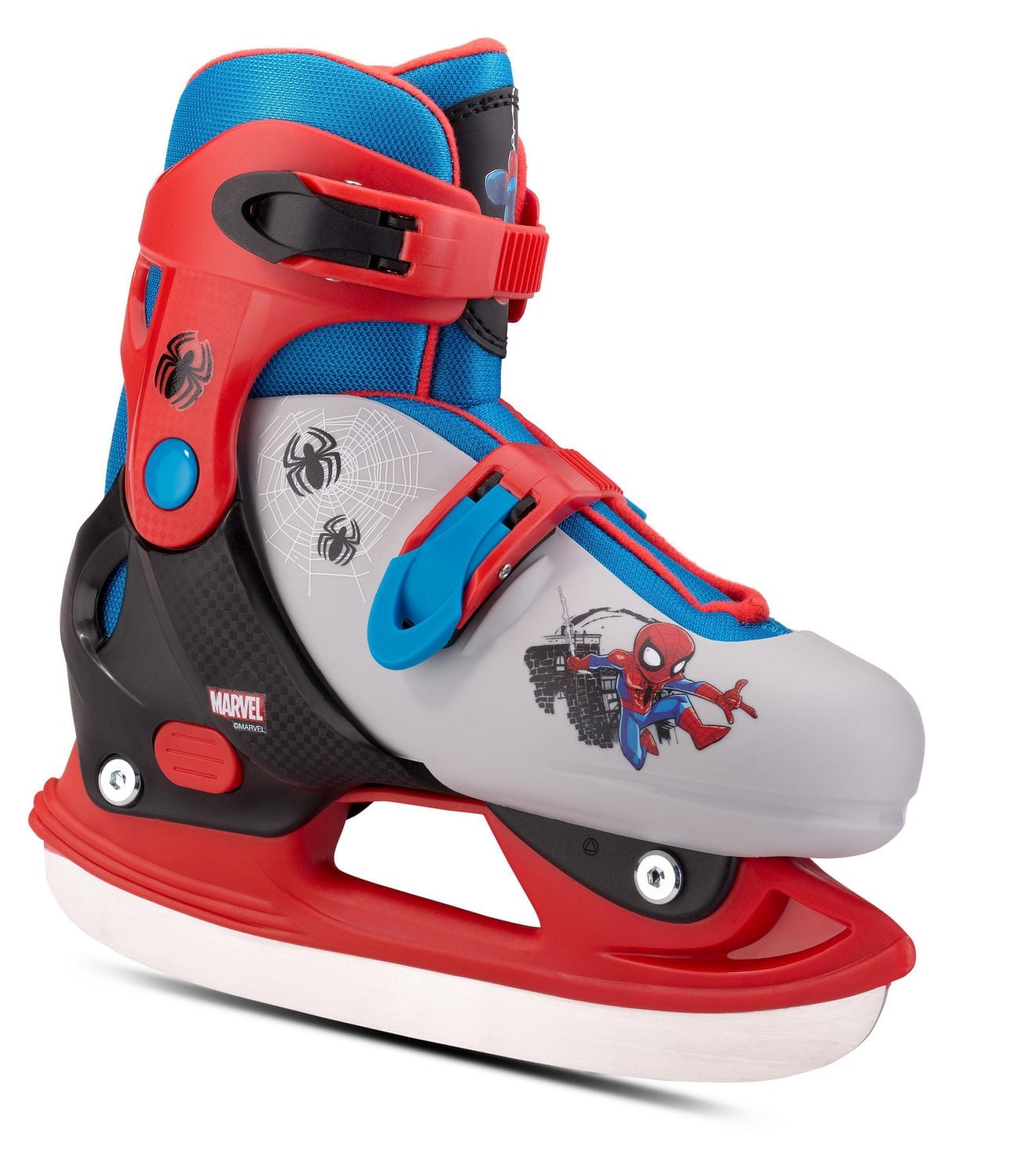 Marvel Spider-Man Hardshell Adjustable Ice Skates, small (Y12-2), grey / red