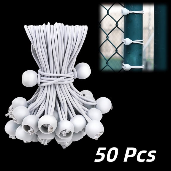 WuPing Bungee Cords 6 Inch Heavy Duty Outdoor Bungee Cord with Balls for Shelter, Tent, Cargo (White:50pcs / Black:60pcs)