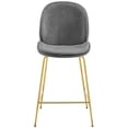 thumbnail image 4 of Gold Stainless Steel Leg Performance Velvet Counter Stool, Gray, 4 of 6