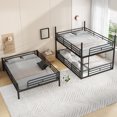 thumbnail image 2 of Leumius Queen over Queen over Queen Bunk Bed,Metal Triple Bunk Bed for 3 Kids/Teens,Heavy Duty Triple Bed with Guardrail and Ladder,Separates Into 3 Queen Beds,Black, 2 of 13