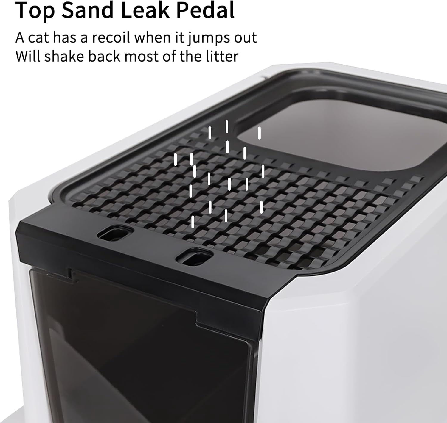 Stainless Steel Cat Litter Box, Semi-Enclosed Litter Box with Raised Edges, Anti-Leakage & Odorless, Large Litter Box for Small to Large Sized Cats (Black, 23.8" L*15.9" W*16.1" H)