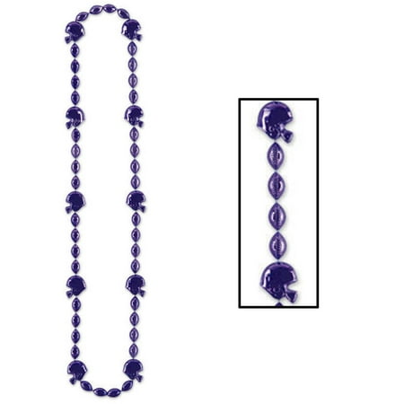 Club Pack of 12 Purple Football Helmet Beaded Party Necklaces 36"