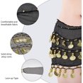 thumbnail image 4 of Falda de danza del vientre para mujer, estilo sexy, con pañuelo para la cadera, cinturón de monedas y cuentas doradas., 4 of 9