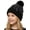 Black, variant on Toddler Faux Fur Hat Kids Winter Beanie with Pom Pom, Fleece - Black/Orange