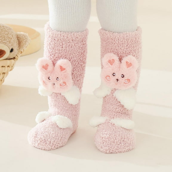 Herrnalise 3D Baby Winter Slipper Socks Cute Knee High Socks Infants Toddlers Stockings Boy Girls Fleece Warm Sock