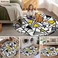 thumbnail image 5 of Yellow Black Geometric Round Area Rug 5Ft Washable Circle Rugs for Living Room Bedroom, Abstract Art Modern Line Non-Slip Carpet Floor Mats Indoor Outdoor Carpet Runner Aesthetic Home Decor, 5 of 8