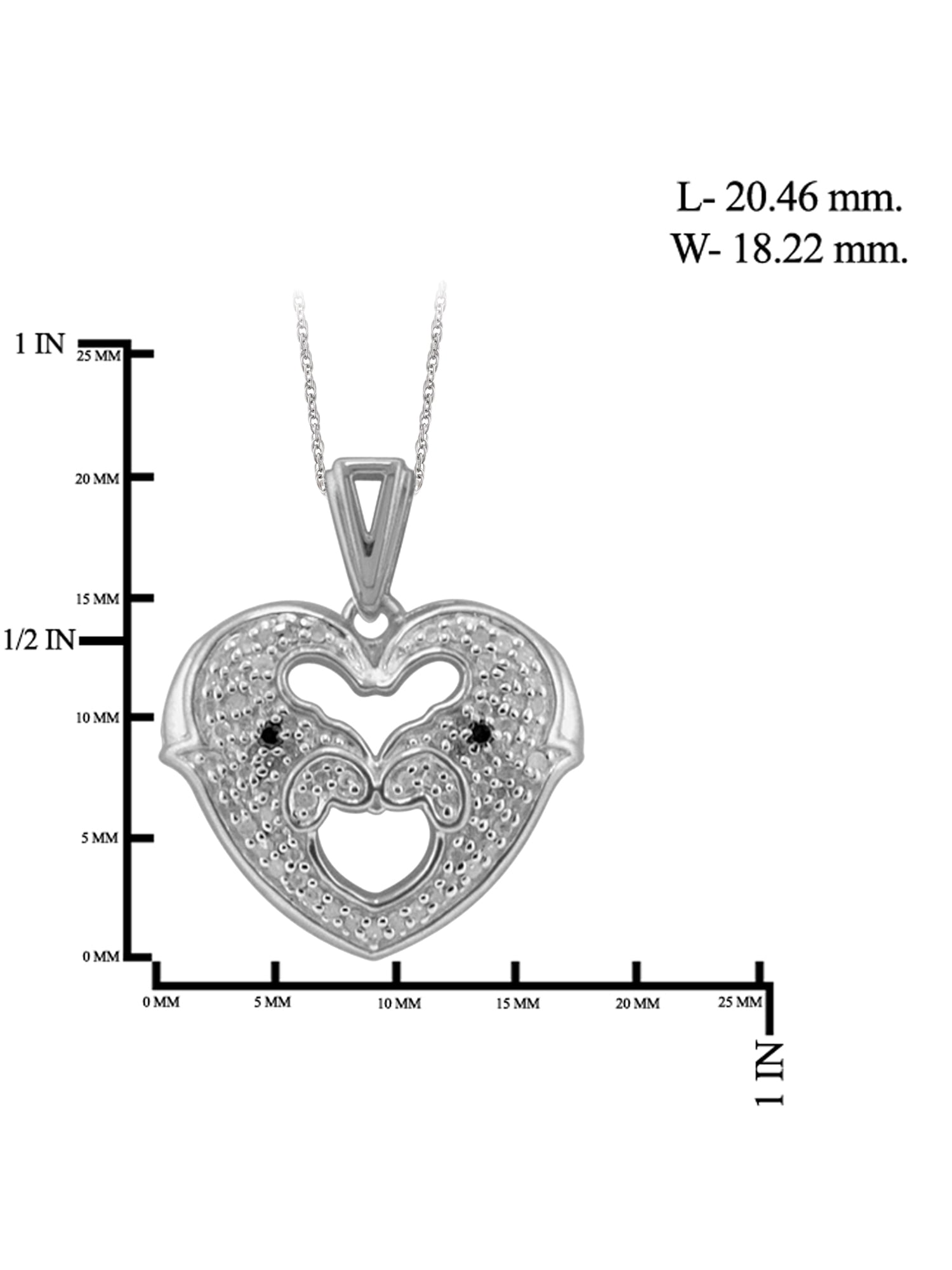 JewelersClub Sterling Silver (.925) Heart Necklace with White Diamond 1/4 Carat | Jewelry Pendant Necklaces for Women with Round White Diamonds & 18 inch Rope Chain with Spring Clasp