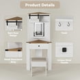thumbnail image 6 of Small Vanity Desk Set with Lights and Mirror Makeup Vanities with Drawers for Corner Space White Farmhouse Make up Dressing Table with Storage Stool for Bedroom, 6 of 8