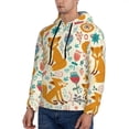 thumbnail image 3 of Naloa Whimsical Fox Floral Garden Men's Casual Hooded Collar Drawstring Hoodies Pullover Sweatshirts Casual Long Sleeve Shirts-4X-Large, 3 of 7