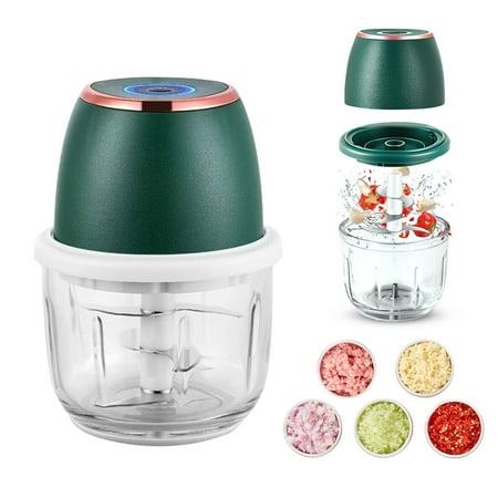 

Korri Electronic Mini Food Slicer Garlic Chopper Small Vegetable Processor Wireless Rechargeable Dicer Veggie Rolling Masher Onion Cut Mincer 300ml Glass Bowl 4