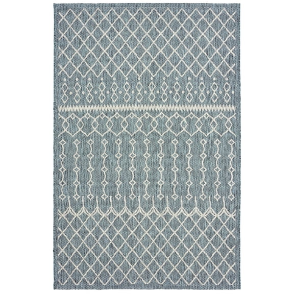 LR Home Victoria 8' x 10' Blue/Gray Lattice Indoor/Outdoor Area Rug
