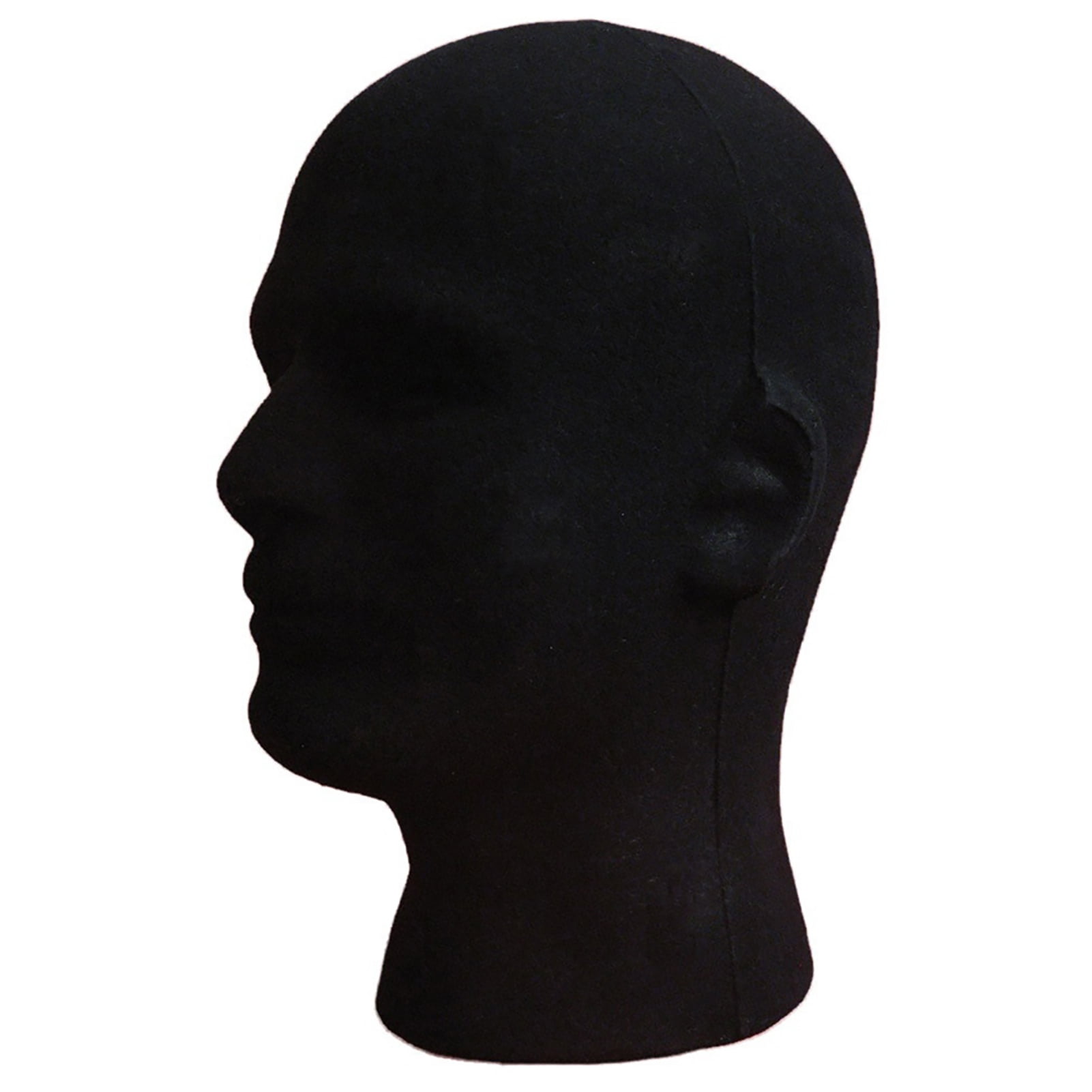 Male STYROFOAM FOAM black velvet like MANNEQUIN head display wig hat glasses 2pc 