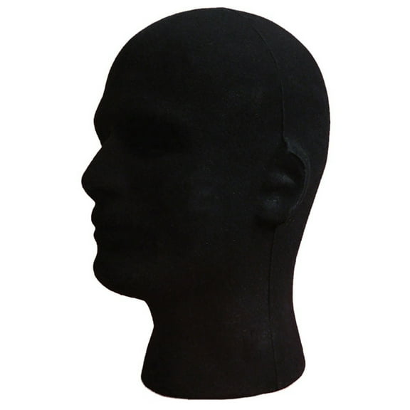 Windfall Male 11 8 Foam Black Velvet Like Mannequin Manikin Head Wig Display hat Glasses Mannequin Model Head Wig Display Stand for Home