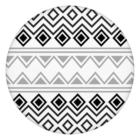 44in Round Tablecloth with Elastic Edge, Waterproof Fitted Table Cover for 36-44" Tables, Boho Theme Polyester Reusable Table Cloths Wipe Clean for Picnic, Dining, Outdoor Use and Party Decor