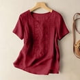 thumbnail image 4 of MEICHEN Women's Fashionable Casual Solid Color Pleated Cotton and Linen Tops Shirts and T Shirts Summer Essentials Tops for Women, 4 of 7