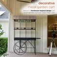 thumbnail image 5 of Alpine Corporation 51" x 24" x 75" Decorative Metal Garden Cart, Black/Brown, 5 of 13