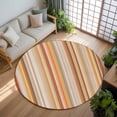 thumbnail image 3 of 8ft Round Rug, Burnt Orange Striped Non-Skid Rubber Backing Large Area Rugs - Living Room Bedroom Home Office, Farmhouse Orange Ombre Stripes Indoor Floor Mat Carpets Washable Rug, 3 of 9