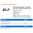 thumbnail image 2 of Right Exhaust Manifold - Compatible with 1996 - 2001 GMC Jimmy 4.3L V6 1997 1998 1999 2000, 2 of 2