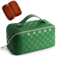 thumbnail image 1 of Bolsa de maquillaje Cessfle a cuadros de gran capacidad con asa de 25 x 12 x 12 cm, 1 of 9